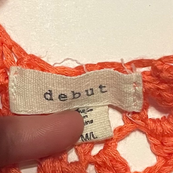 debut Knitted Crochet Orange Sleeveless Tank Top - Large - Picture 3 of 3